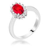 Ruby Red CZ Petite Oval Ring