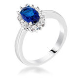 Sapphire Blue CZ Petite Oval Ring