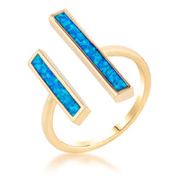 18k Gold Plated Blue Opal Ring