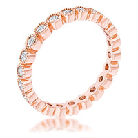 Rose Gold Plated Dotted Clear CZ Round Bezel Eternity Ring