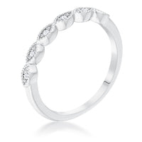 Rhodium Plated Sextus Marquise Delicate Stackable Ring