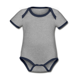 Organic Contrast Short Sleeve Baby Bodysuit - heather gray/navy