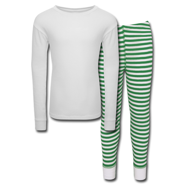 Kids’ Pajama Set - white/green stripe