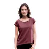 Women's Roll Cuff T-Shirt - heather burgundy
